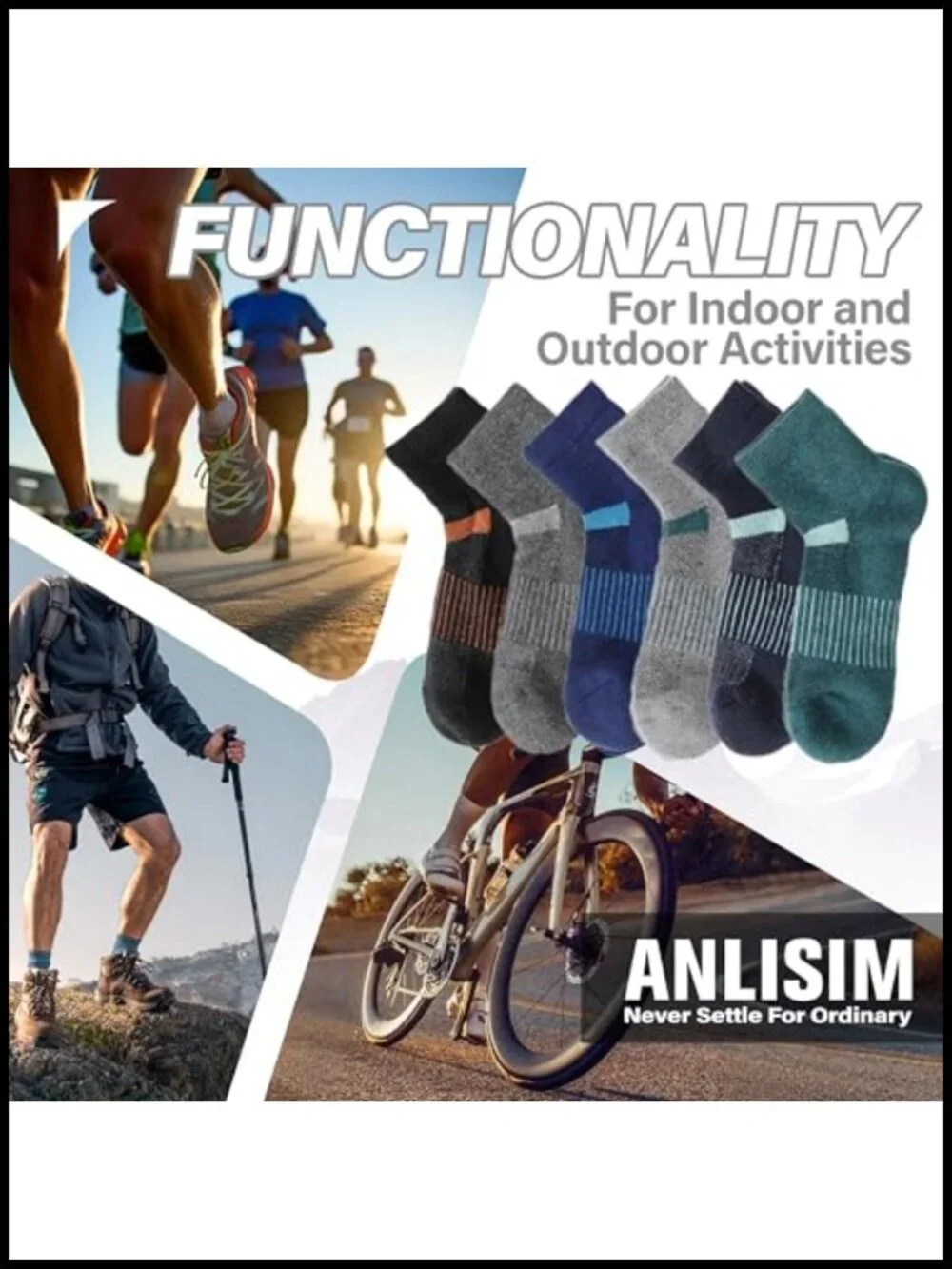Merino Wool Ankle Socks 6-Pack Moisture Wicking Cushioned Hiking Running